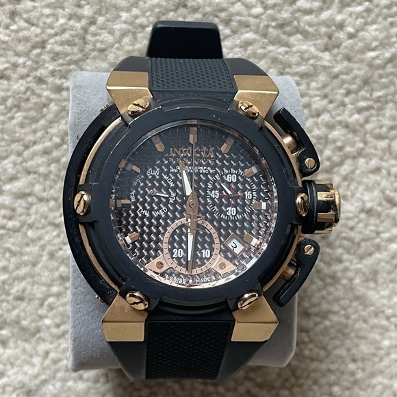 Invicta Reserve Cronograph Mens Watch Black Gold‎ Model 18342 Water Resistant - Picture 2 of 8